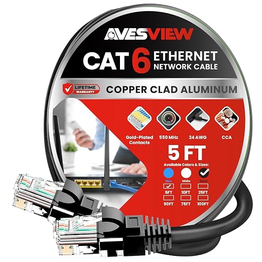 CAT 6 5FT Ethernet Cable, Indoor High-Speed 10Gbps Snagless CAT6 Ethernet Cable - Image 2