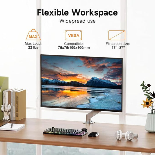 Suptek Single Monitor Mount Stand, Gas Spring Monitor Arm Desk Mount Fully - Image 2