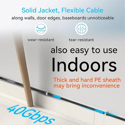 Sokqovt Cat 8 Ethernet Cable Slim 25ft Outdoor, Pure Copper Cat8 Internet Cable - Image 6