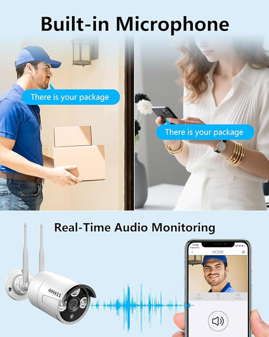 Wireless WiFi Outdoor Security Camera System, IP67 Waterproof Dual Antenna - Image 2