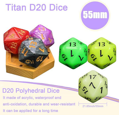 20 Sided DND Dice, D20 Giant Polyhedral Dice, 55mm Titan Large Pearl Color D20 - Image 6