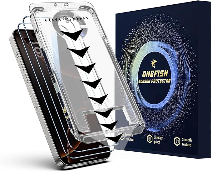 OneFish Screen Protector for Iphone 16 Plus, HD Clarity Tempered Glass Film 9H+ by OneFish