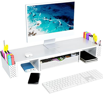 Spacrea Metal Desk Organizers and Accessories, Dual Monitor Stand Riser - Image 3
