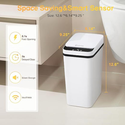 Bathroom Trash Can Automatic Touchless 2.6 Gallon Small Smart Trash Cans - Image 2