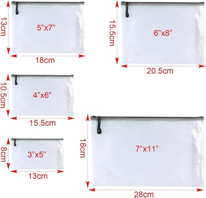 Oaimyy-20 Pcs-Mesh Zipper Pouch Document Folders Bag Zipper Zip File Folders - Image 3