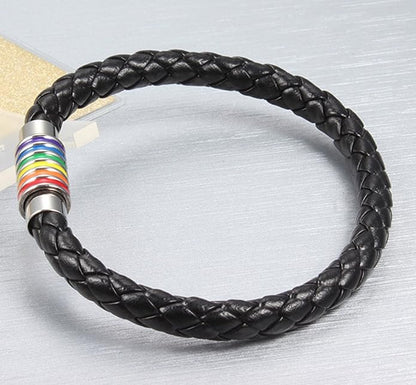 Nanafast Titanium Stainless Steel Rainbow LGBT Pride Bracelet Handmade Braided - Image 6