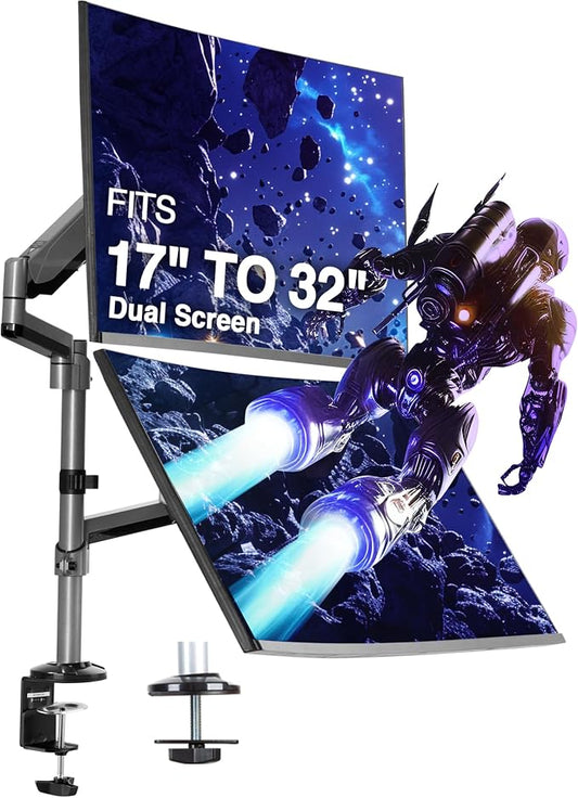 AVLT Dual 17"-32" Stacked Monitor Arm Desk Mount by AVLT-USA