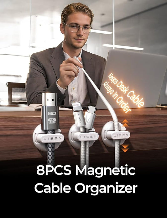 8 Pack Magnetic Cable Clips Organizer, LISEN Cord Holder - Image 2