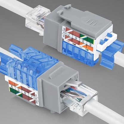 Everest 45° Angled RJ45 Cat5e Keystone Jacks 10-Pack in Gray - Image 8