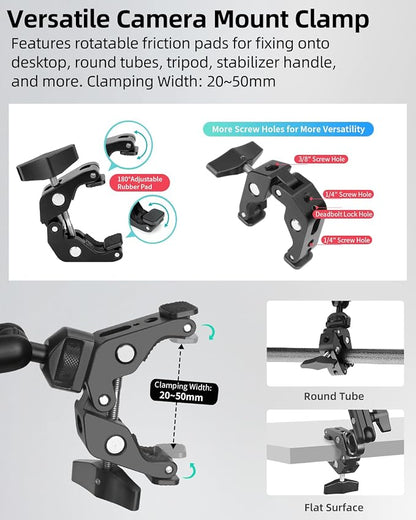 22" Magic Arm w Clamp, Overhead Phone Mount, Desk Camera Mount w Articulating - Image 7