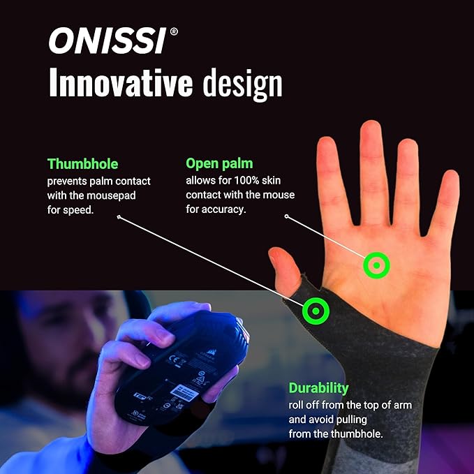 ONISSI Gaming Arm Sleeve for PC │Anti-Friction, Compression Gamer Sleeves for - Image 4
