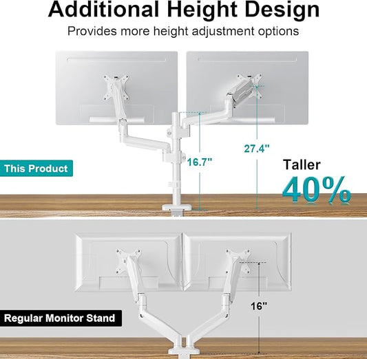 MOUNT PRO Dual Monitor Mount for 13-32" Computer Screen, Tall Monitor Stands - Image 2