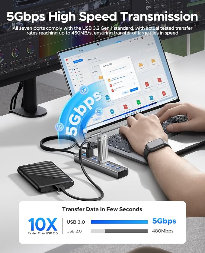 ORICO Aluminum 7-Port USB Hub - Image 3