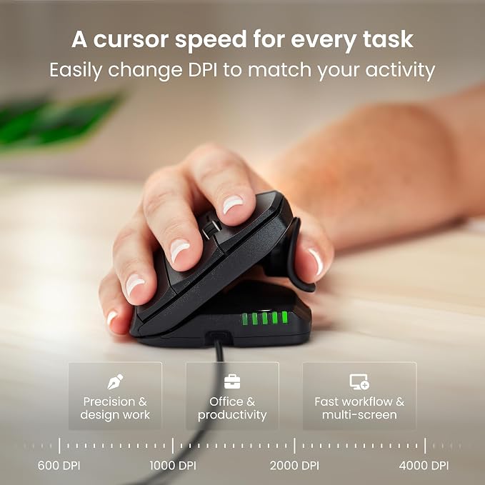 Contour Unimouse Ergonomic Vertical Mouse – Adjustable 35°-70° Angle, - Image 7