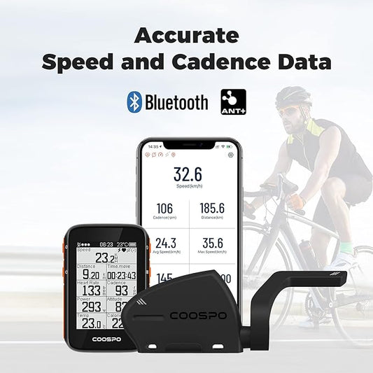 COOSPO Cadence and Speed Sensor, 2 in 1 Bluetooth ANT+ RPM Cycling Cadence - Image 2
