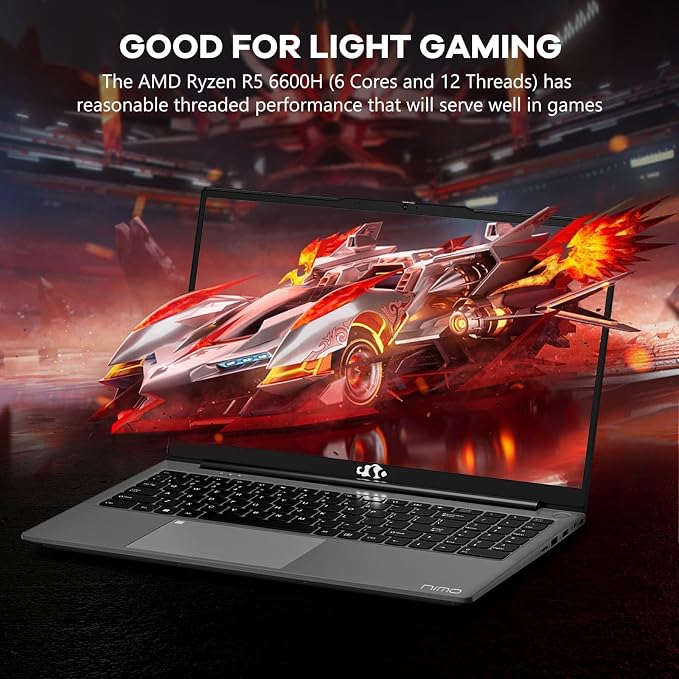 NIMO 15.6" IPS FHD-Gaming-Laptop, AMD Ryzen 5 6600H 6-Cores 660M GPU 64GB DDR5 - Image 3