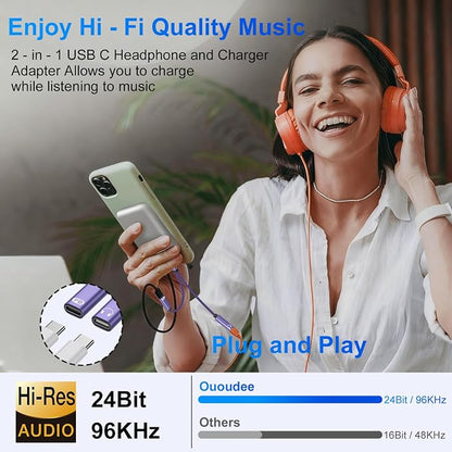 USB Type C Splitter 2 in 1 USB C Headphone and Charger Adapter Audio Dongle - Image 5