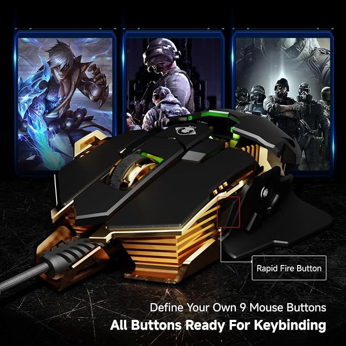EWEADN G5 Wired Gaming Mouse, Ergonomic RGB Computer Mouse, 12800 Adjustable DPI - Image 5