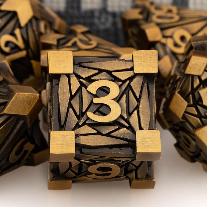 7PCS Metal DND Dice Set with Box, Debris RPG Red D and D Dice - Image 3