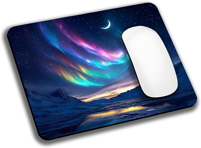 Night Sky Aurora Mountains Mouse Pads by EASTSMOOTH