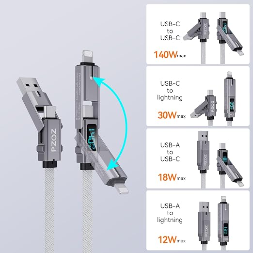 pzoz 4-in-1 USB C Fast Charging Cable - Image 3