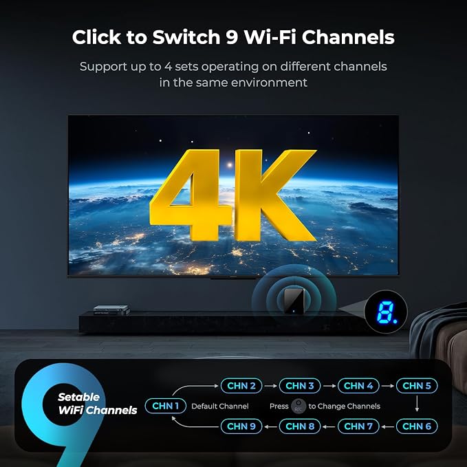 Wireless HDMI Transmitter and Receiver 4K 30Hz, 400FT/120M Long Range, 9 - Image 6