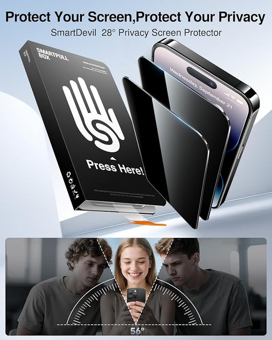 SMARTDEVIL 2 Pack for iPhone 14 Pro Max Privacy Screen Protector, Military - Image 2