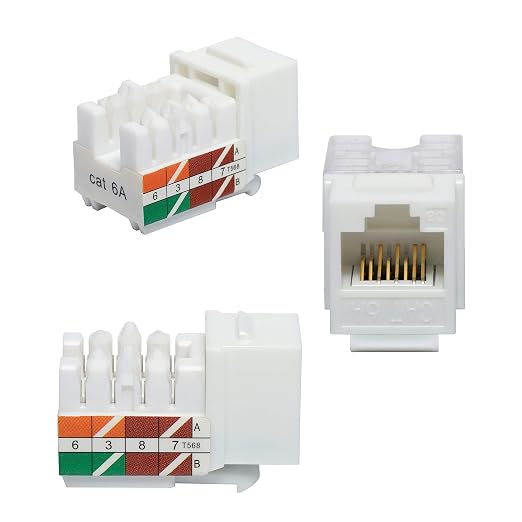 VCE RJ45 Cat6A Keystone Jack UL Listed 25-Pack, 10 Gbps Slim Profile Modular - Image 2