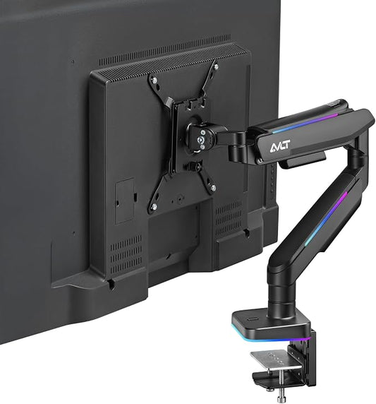 AVLT RGB Lights Single 17”-49” Gaming Monitor Arm Desk Mount, Fits One by AVLT-USA