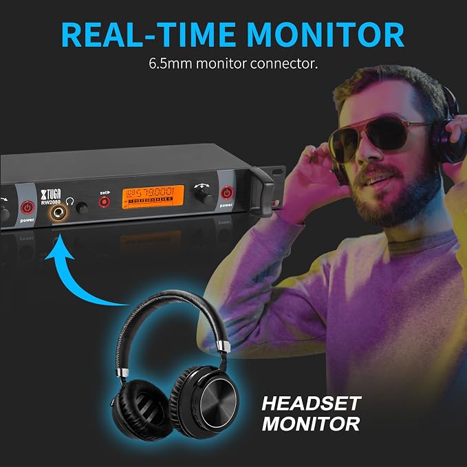 XTUGA RW2080 Wireless in Ear Monitor System 6 Bodypacks UHF IEM System - Image 6