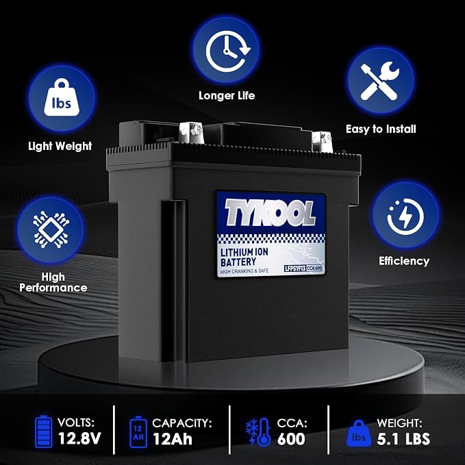 TYKOOL 51913, Digital Readout, High Performance Lithium Phosphate Motorcycle - Image 2