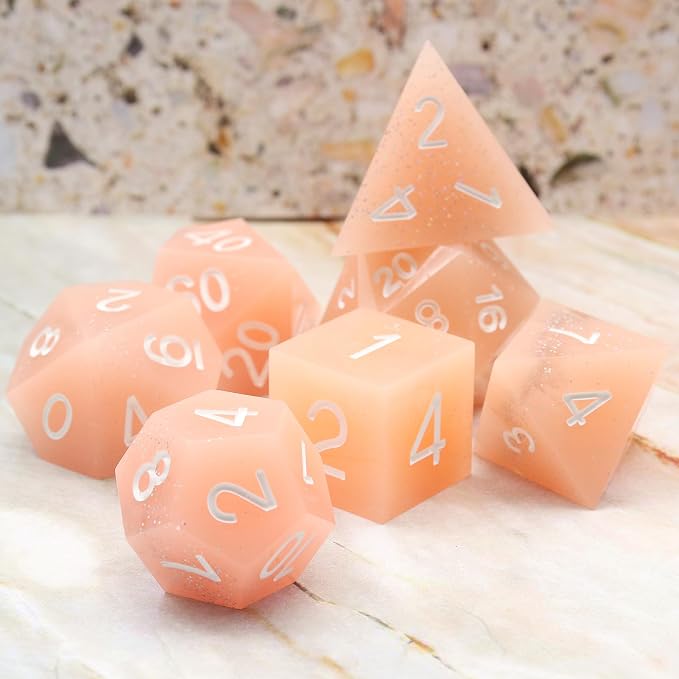 Haxtec Sharp Edge Dice Pink Resin DND Dice Set - Image 4