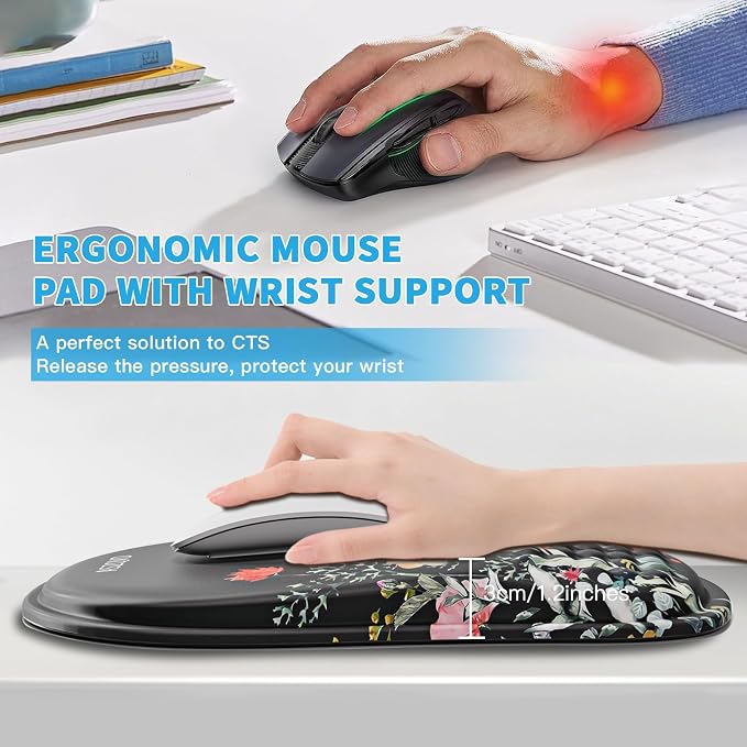 Mouse Pad with Wrist Rest, Ergonomic Mousepads with Wrist Support, Soft Lycra - Image 2