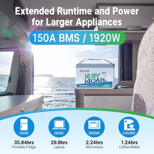 Redodo 12V 140Ah LiFePO4 Battery Group31, 10-Year Lifespan, 150A BMS & - Image 2