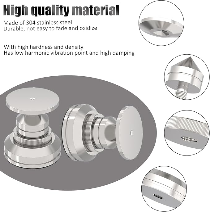 Preffair Adjustable Turntable Feet Stainless Steel Speaker Vibration Isolation - Image 6