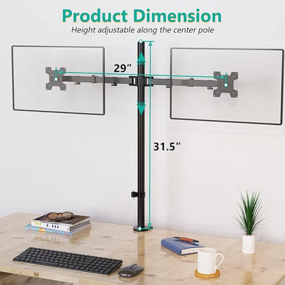 WALI Extra Tall Dual LCD Monitor Fully Adjustable Desk Mount Fits 2 Screens up - Image 3