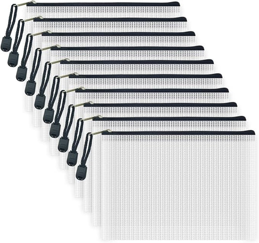 AUSTARK 10 Pcs Zipper File Bags, Waterproof Plastic Mesh Pouch by AUSTARK