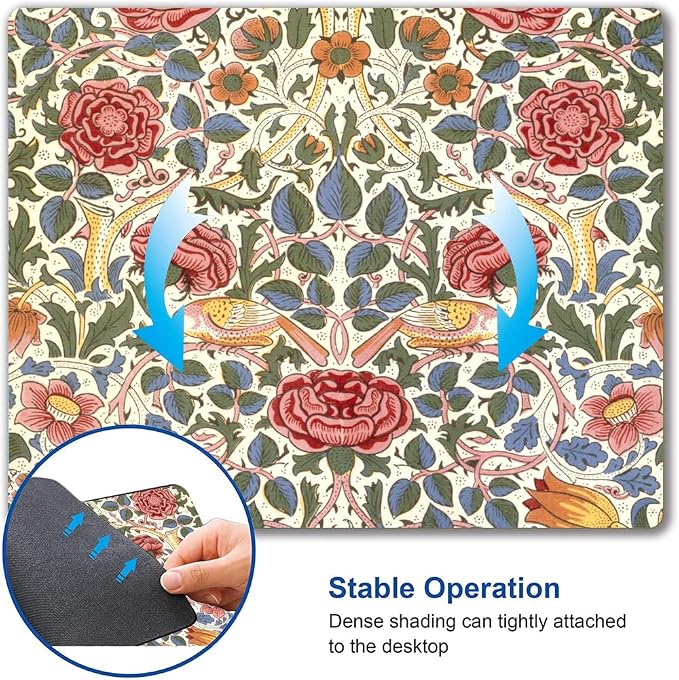 Mouse Pad, Floral Mouse Pad, Square Mouse Mat Waterproof Mousepad Non-Slip - Image 3