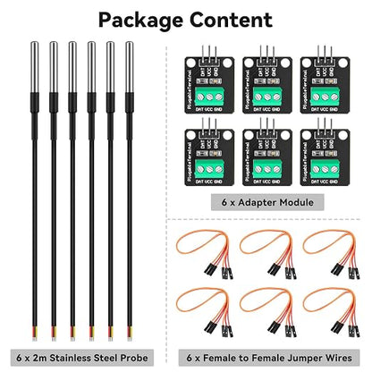 6 Pack DS18B20 Temperature Sensor High-Accuracy Stainless Steel Temperature - Image 7