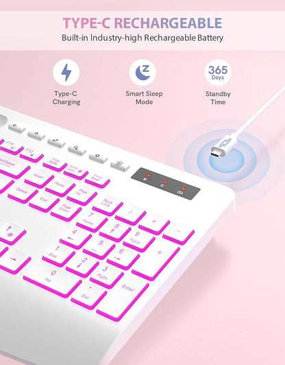 Trueque Wireless Keyboard with 7 Colored Backlits, Phone Holder, Wrist Rest - Image 4