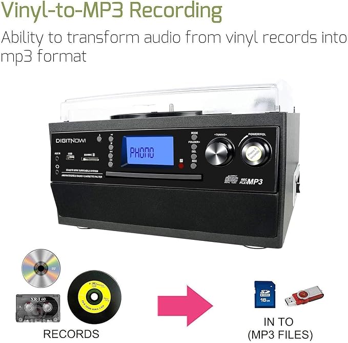 DIGITNOW Bluetooth Record Player Turntable - Image 5