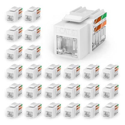 VCELINK RJ45 Cat6 Keystone Jacks, Dust-Proof Keystone Jacks, Slim Profile by VCELINK