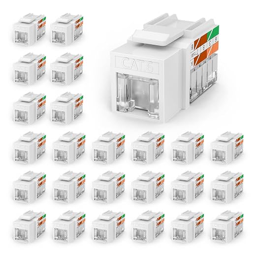 VCELINK RJ45 Cat6 Keystone Jacks, Dust-Proof Keystone Jacks, Slim Profile by VCELINK
