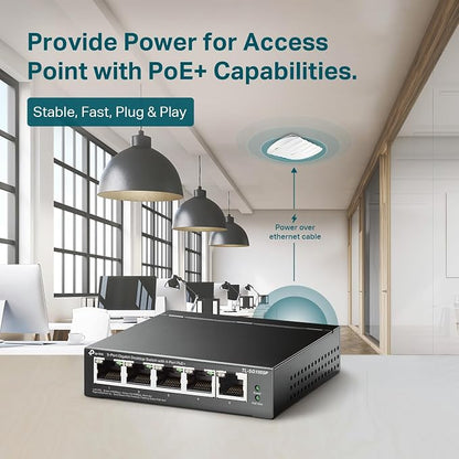 TP-Link TL-SG1005P, 5 Port Gigabit PoE Switch, 4 PoE+ Ports @65W, Plug & Play - Image 5