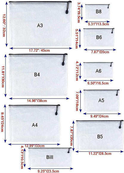 Oaimyy-B5 Plastic Mesh Zipper Pouch Document Folders Bag & Zip File Folders - Image 3