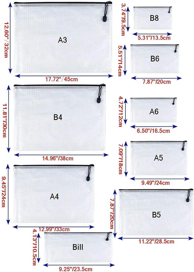 Oaimyy-B4, Plastic Mesh Zipper Pouch Document Folders Bag & Zipper-Waterproof - Image 3