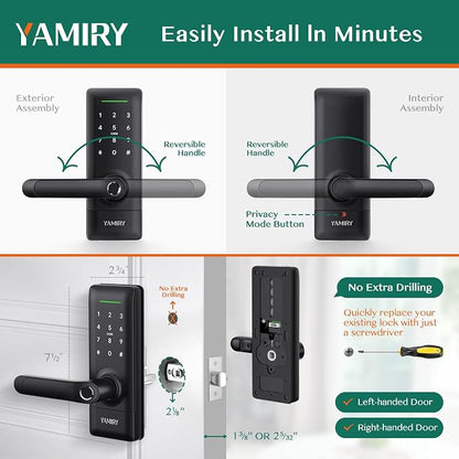 Yamiry Smart Door Lock, Biometric Fingerprint, Keyless Entry, App Control - Image 6