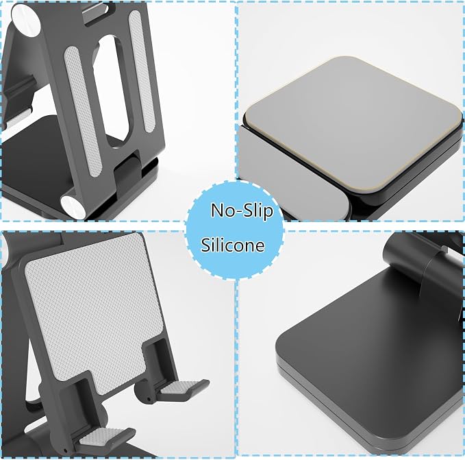 Folding Cell Phone Stand, Laptop Stand, Adjustable Height and Angle Foldable - Image 5