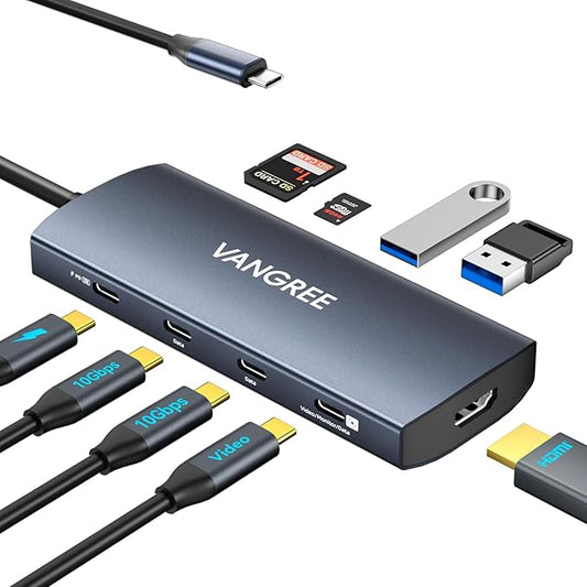 USB C Video Output Hub, 3 USB-C & 2 USB-A 3.2 10Gbps Ports, 4K@60Hz HDMI by VANGREE