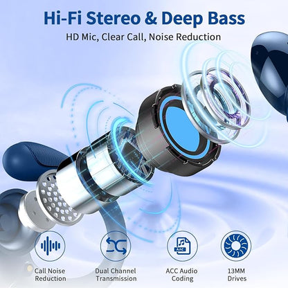 Wireless Earbuds, 2025 Bluetooth 5.4 Headphones Sport, 50H Stereo Wireless - Image 3